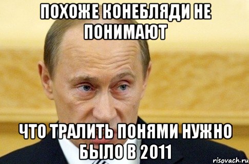 ПОХОЖЕ КОНЕБЛЯДИ НЕ ПОНИМАЮТ ЧТО ТРАЛИТЬ ПОНЯМИ НУЖНО БЫЛО В 2011, Мем путин