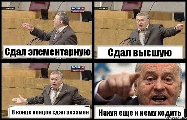 Сдал элементарную Сдал высшую В конце концов сдал экзамен Нахуя еще к нему ходить, Комикс с Жириновским