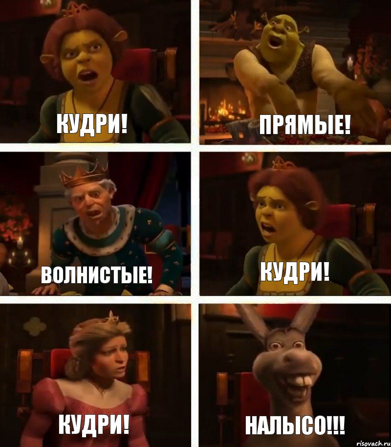 Кудри! Волнистые! Кудри! Прямые! Кудри! НАЛЫСО!!!, Комикс  Шрек Фиона Гарольд Осел