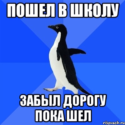 пошел в школу забыл дорогу пока шел, Мем  Социально-неуклюжий пингвин