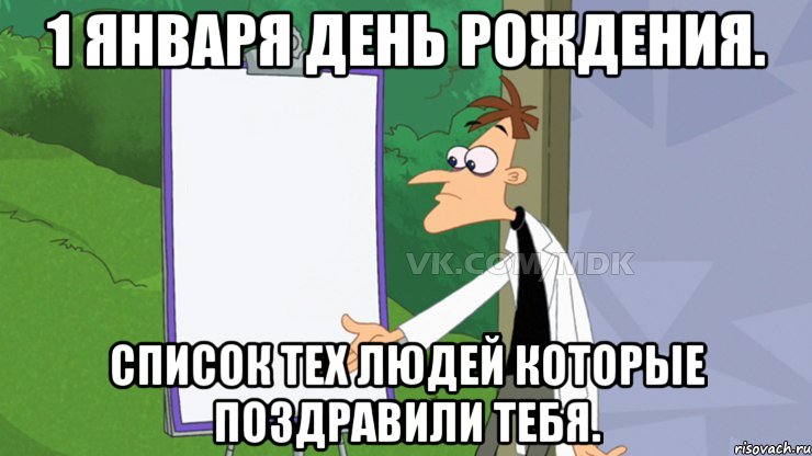 1 января День Рождения. Список тех людей которые поздравили тебя.