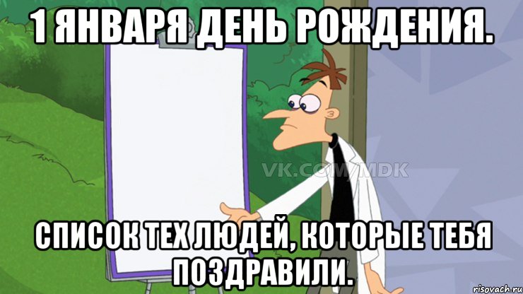 1 января День Рождения. Список тех людей, которые тебя поздравили.