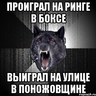 ПРОИГРАЛ НА РИНГЕ В БОКСЕ ВЫИГРАЛ НА УЛИЦЕ В ПОНОЖОВЩИНЕ, Мем Сумасшедший волк