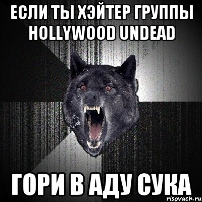 если ты хэйтер гpуппы Hollywood undead гори в аду сука, Мем Сумасшедший волк