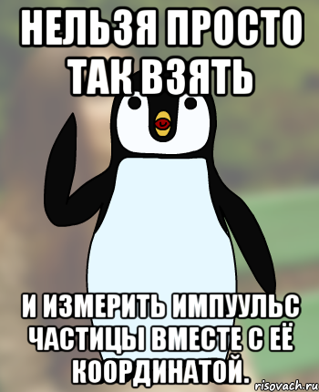 Нельзя просто так взять и измерить импуульс частицы вместе с её координатой., Мем Типичный олимпиадник