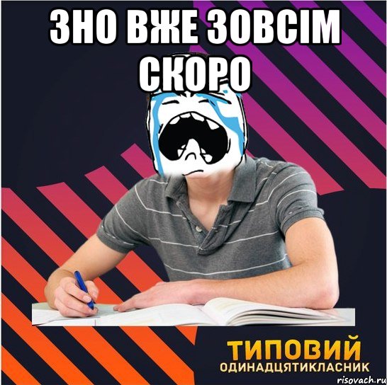 ЗНО вже зовсім скоро , Мем Типовий одинадцятикласник