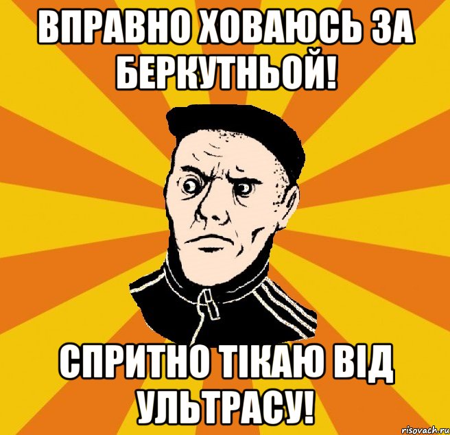 Вправно ховаюсь за беркутньой! Спритно тікаю від ультрасу!