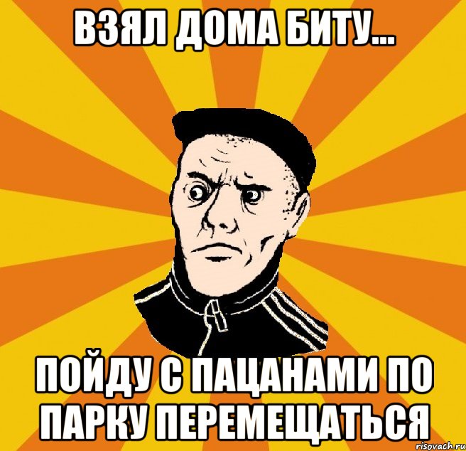 Взял дома биту... Пойду с пацанами по парку ПЕРЕМЕЩАТЬСЯ, Мем Типовий Титушка