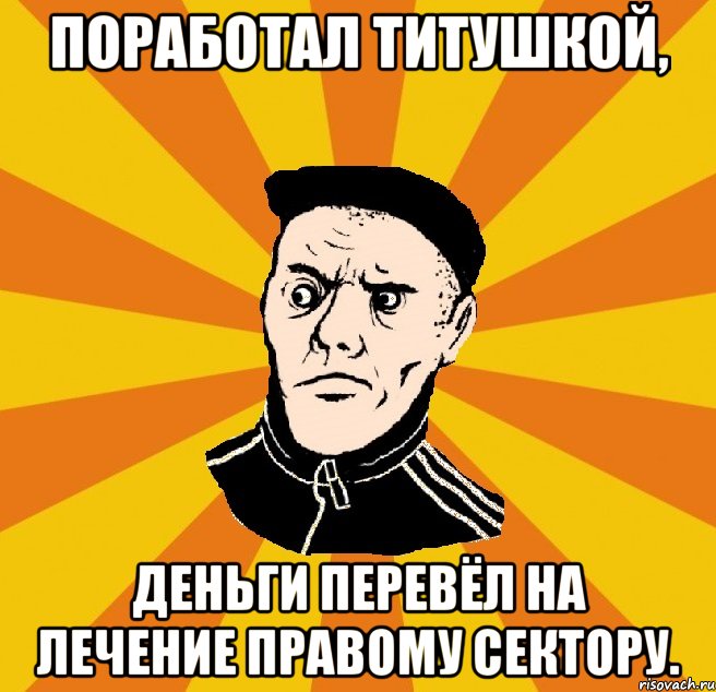 Поработал титушкой, деньги перевёл на лечение правому сектору., Мем Типовий Титушка