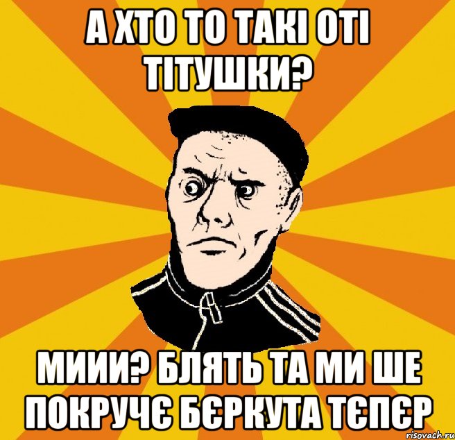 а хто то такі оті тітушки? миии? блять та ми ше покручє Бєркута тєпєр