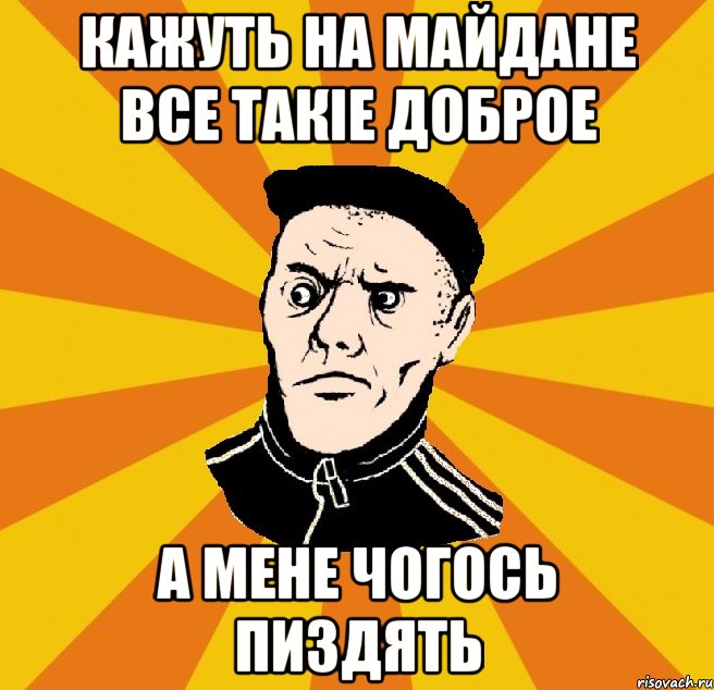 Кажуть на майдане все такie доброе А мене чогось пиздять, Мем Типовий Титушка