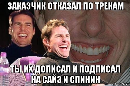 заказчик отказал по трекам ты их дописал и подписал на сайз и спинин, Мем том круз