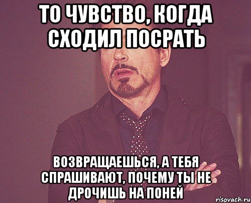 то чувство, когда сходил посрать возвращаешься, а тебя спрашивают, почему ты не дрочишь на поней, Мем твое выражение лица