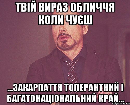 ТВІЙ ВИРАЗ ОБЛИЧЧЯ КОЛИ ЧУЄШ ...ЗАКАРПАТТЯ ТОЛЕРАНТНИЙ І БАГАТОНАЦІОНАЛЬНИЙ КРАЙ..., Мем твое выражение лица