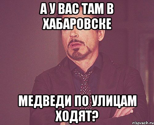 А у вас там в Хабаровске Медведи по улицам ходят?, Мем твое выражение лица