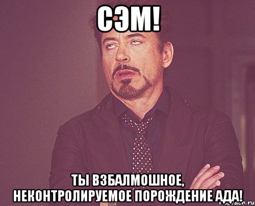 Сэм! Ты взбалмошное, неконтролируемое порождение ада!, Мем твое выражение лица