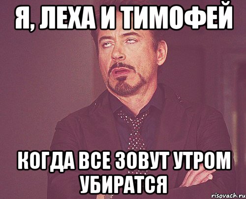 Я, Леха и Тимофей Когда все зовут утром убиратся, Мем твое выражение лица