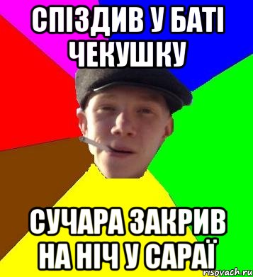 Спіздив у баті чекушку сучара закрив на ніч у сараї, Мем умный гопник