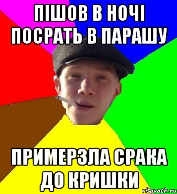 пішов в ночі посрать в парашу примерзла срака до кришки, Мем умный гопник