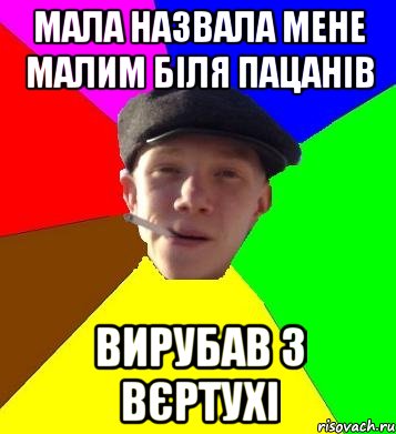 Мала назвала мене малим біля пацанів вирубав з вєртухі, Мем умный гопник