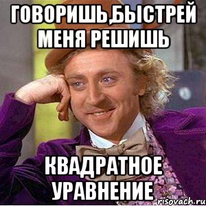 говоришь,быстрей меня решишь квадратное уравнение, Мем Ну давай расскажи (Вилли Вонка)