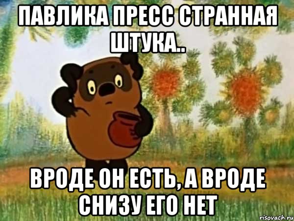 павлика пресс странная штука.. вроде он есть, а вроде снизу его нет, Мем Винни пух чешет затылок