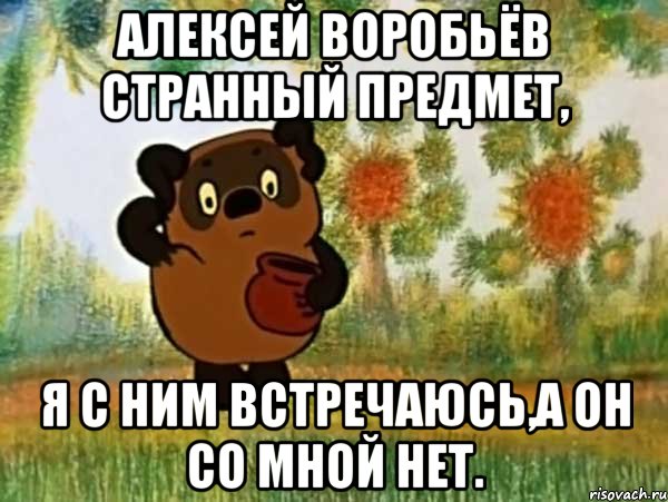 Алексей Воробьёв странный предмет, Я с ним встречаюсь,а он со мной нет., Мем Винни пух чешет затылок