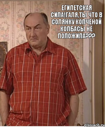 Египетская сила!Галя,ты что в солянку копченой колбасы не положила???, Комикс Николай Петрович Воронин