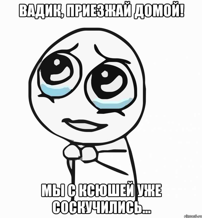 Вадик, приезжай домой! мы с Ксюшей уже соскучились..., Мем  ну пожалуйста (please)