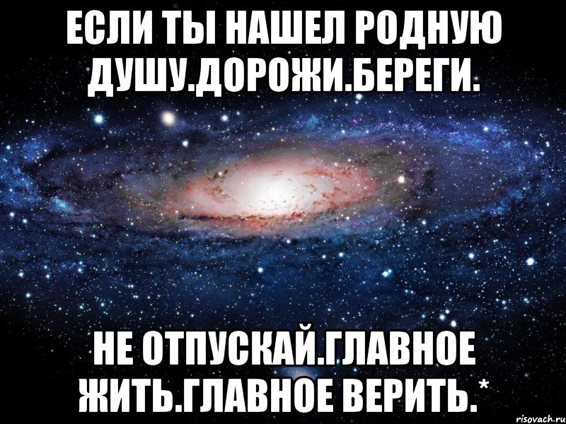 Если ты нашел родную душу.Дорожи.Береги. Не отпускай.Главное жить.Главное верить.*, Мем Вселенная