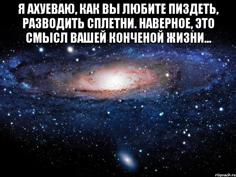 Я ахуеваю, как вы любите пиздеть, разводить сплетни. наверное, это смысл вашей конченой жизни... , Мем Вселенная