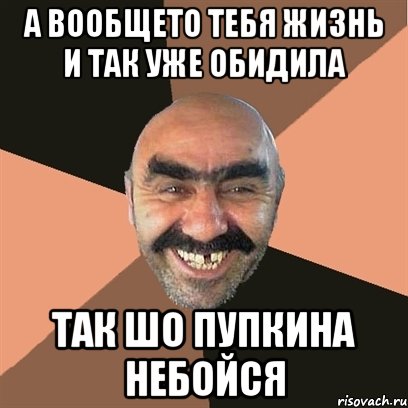 а вообщето тебя жизнь и так уже обидила так шо пупкина небойся, Мем Я твой дом труба шатал