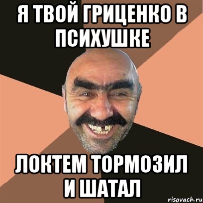 я твой гриценко в психушке локтем тормозил и шатал, Мем Я твой дом труба шатал