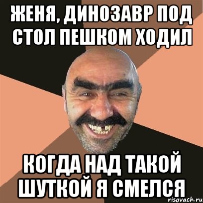 Женя, динозавр под стол пешком ходил Когда над такой шуткой я смелся, Мем Я твой дом труба шатал