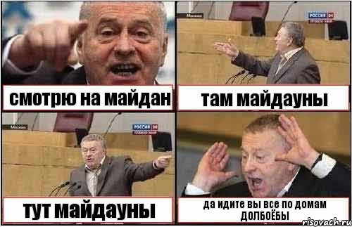 смотрю на майдан там майдауны тут майдауны да идите вы все по домам ДОЛБОЁБЫ, Комикс жиреновский