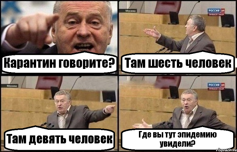 Карантин говорите? Там шесть человек Там девять человек Где вы тут эпидемию увидели?, Комикс Жириновский