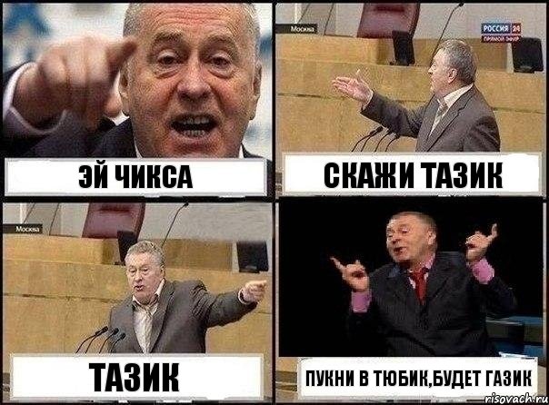 Эй чикса Скажи тазик Тазик Пукни в тюбик,будет газик, Комикс Жириновский клоуничает