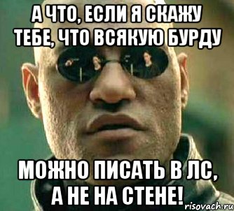 А что, если я скажу тебе, что всякую бурду можно писать в Лс, а не на стене!, Мем  а что если я скажу тебе