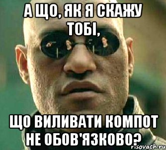 А що, як я скажу тобі, Що виливати компот не обов'язково?, Мем  а что если я скажу тебе