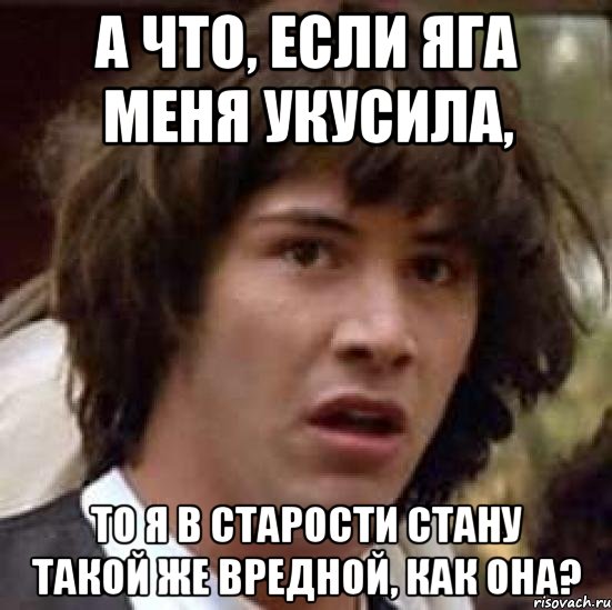 а что, если яга меня укусила, то я в старости стану такой же вредной, как она?, Мем А что если (Киану Ривз)