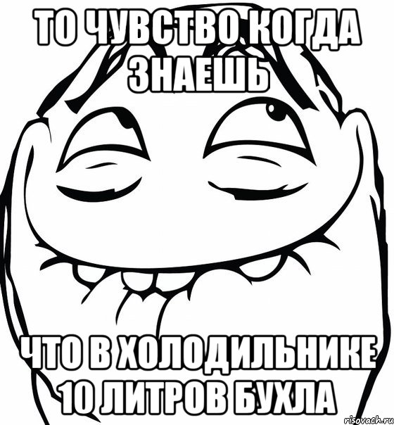 то чувство когда знаешь что в холодильнике 10 литров бухла, Мем  аааа