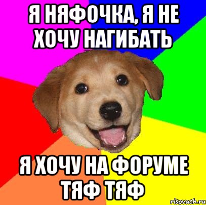 Я Няфочка, я не хочу нагибать Я хочу на форуме ТЯФ ТЯФ, Мем Advice Dog