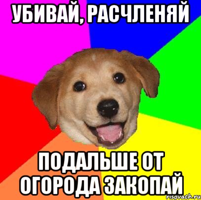 Убивай, расчленяй подальше от огорода закопай, Мем Advice Dog