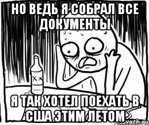 но ведь я собрал все документы я так хотел поехать в США этим летом, Мем Алкоголик-кадр