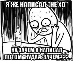 Я же написал "не хо" ну зачем я написал потом "куда".. ЗАЧЕМ???, Мем Алкоголик-кадр