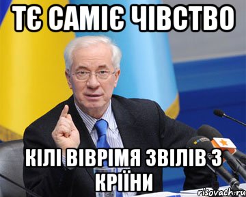 тє саміє чівство кілі віврімя звілів з кріїни, Мем азаров