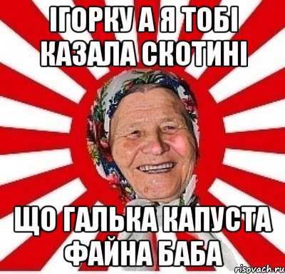 Ігорку а я тобі казала скотині Що Галька Капуста файна баба, Мем  бабуля