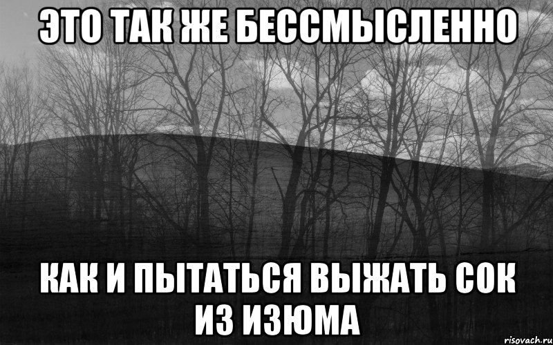 Это так же бессмысленно Как и пытаться выжать сок из изюма, Мем безысходность лес