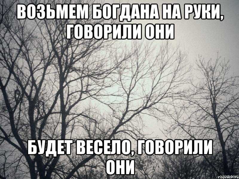 Возьмем Богдана на руки, говорили они Будет весело, говорили они, Мем  будет весело говорили они