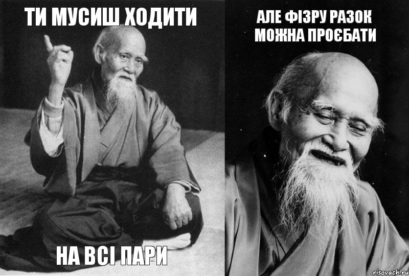 Ти мусиш ходити на всі пари Але фізру разок можна проєбати, Комикс Мудрец-монах (4 зоны)